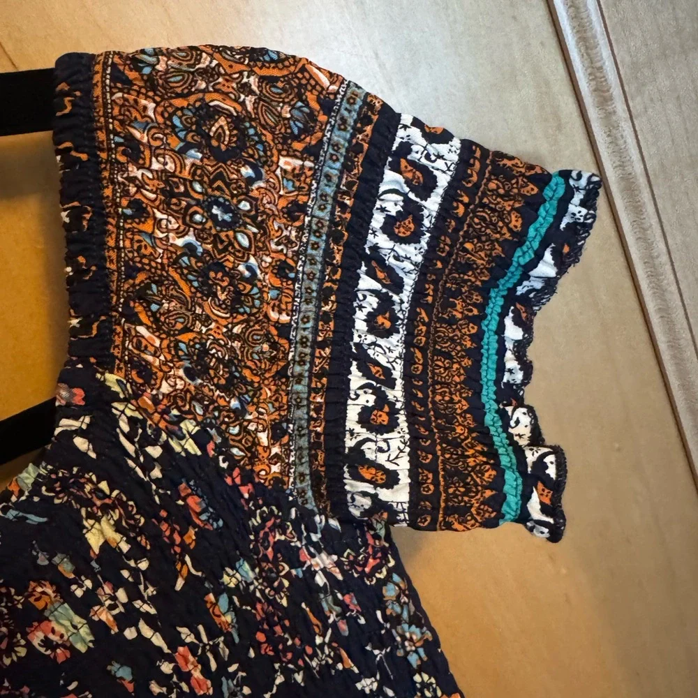 SHEIN Multicolor Floral Smocked Sun Dress With Side Slit - Picture 11 of 11